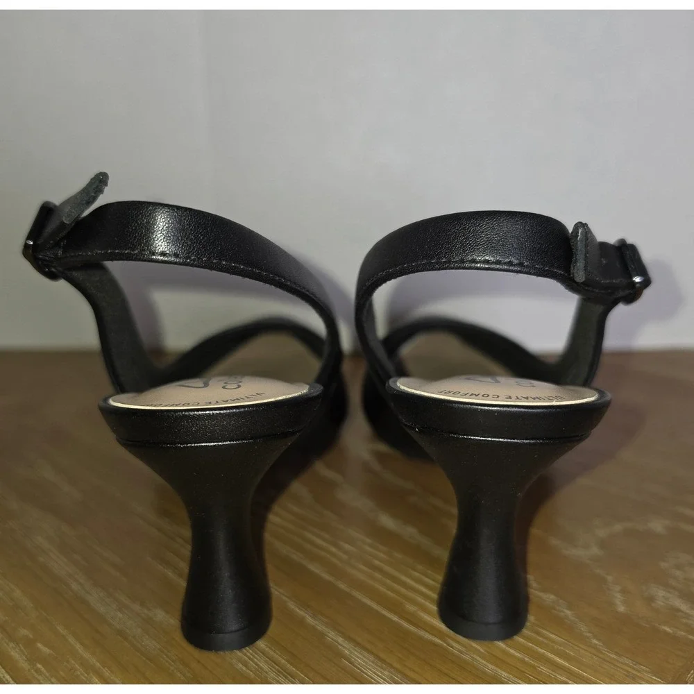 Clarks Kataleyna Step Black Leather Slingback Pumps Women 6M Heels NWB